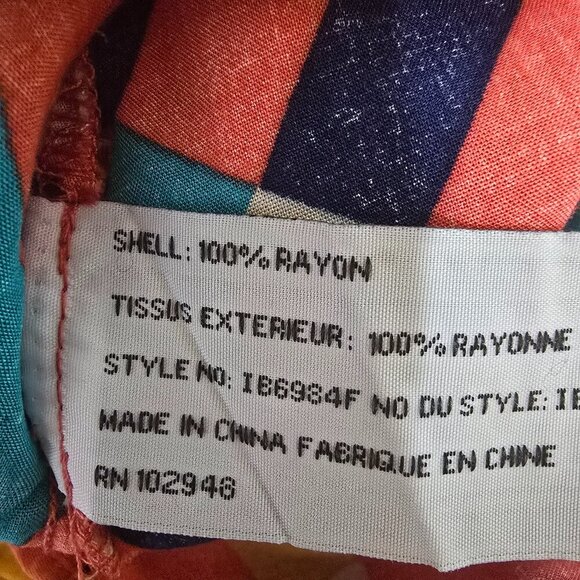 WOMENS CORAL CONFETTI PRINT SHIFT DRESS 100% RAYON VNECK CROSS FRONT SIZE SMALL - Picture 2 of 6